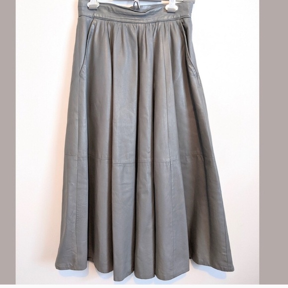 Vintage Dresses & Skirts - Vintage  leather full circle skirt